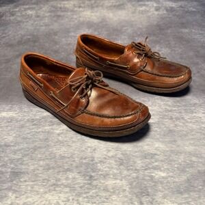 Vintage Sebago Docksides Mens 9.5 Brown Leather Boat Shoes Loafers